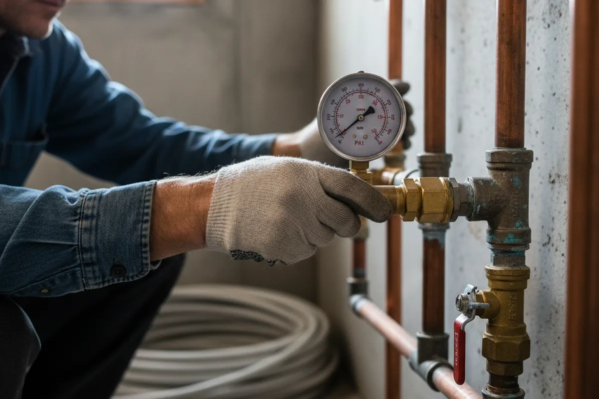Pressure testing a repaired line during Water Line Repair in Roseboom